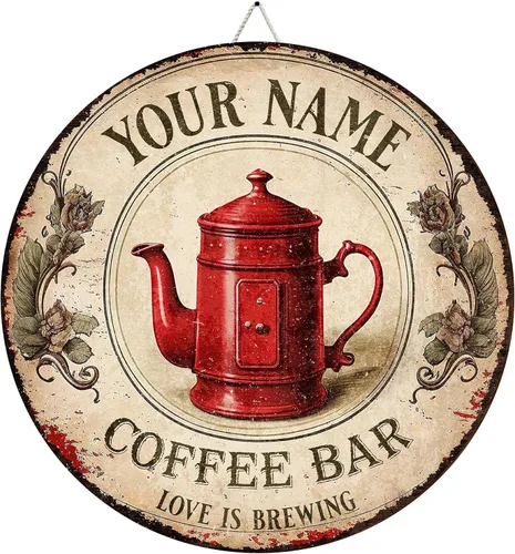 Miniatura 24 de Artsy Woodsy Letrero personalizado de madera para cafetería, placa de pared para decoración de cocina, regalos personalizados para amantes del café