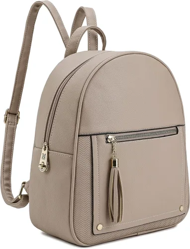 Mini mochila antirrobo para mujer, bonita mochila escolar para adolescentes y niñas con cremallera segura y borla, Caqui, Mochilas de viaje