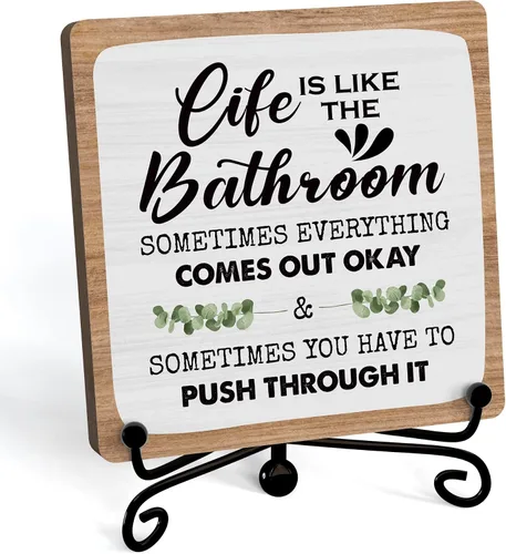 Miniatura 7 de Divertidas decoraciones de baño, decoración de estante de baño y accesorios, letreros de la vida es como el baño, bonito letrero de baño