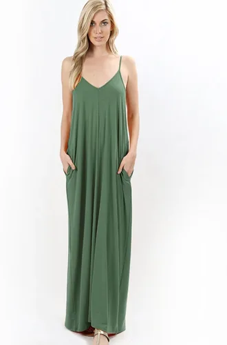 Miniatura 5 de Vestido largo casual con correa ajustable y bolsillos laterales para mujer