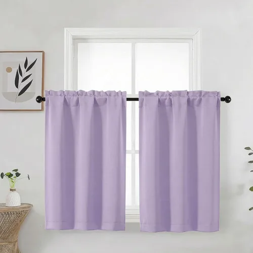 Miniatura 12 de Aqua Cafe - Juego de 2 paneles de cortinas opacas de 24 pulgadas de largo, con aislamiento térmico suave y sólido, para ventanas de baño, sótano