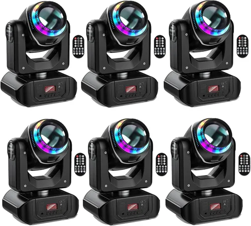 Miniatura 11 de U`King Foco LED de 108W con cabezal móvil y prisma giratorio de 18 facetas, luces de escenario para DJ con 10 gobos y haz de luz de 8 colores, negro