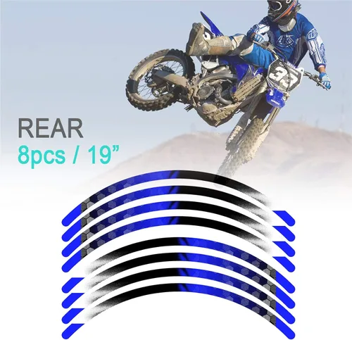 Miniatura 5 de KETABAO Cinta adhesiva para llanta de motocross B01, diseño de rayas de 21, 19 pulgadas, compatible con RMZ 250 450 RM-Z250 RM-Z450 (azul)