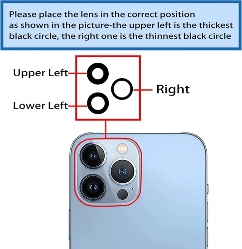 Miniatura 5 de Juego de 3 fundas de repuesto para lente de cámara trasera trasera para iPhone 13 Pro Max, reemplazo de lente de cámara trasera para iPhone 13 Pro