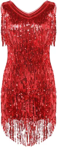Miniatura 4 de Vestido de baile latino para mujer, con borlas y lentejuelas, vestido de baile de tango