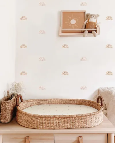 Miniatura 7 de Blissful Diary Sábanas de moisés de muselina para bebés, niñas y niños, de algodón suave bohemio, ajustadas para colchón rectangular ovalado de Sol