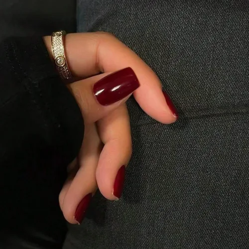 Miniatura 2 de KQueenest 30 PIEZAS Uñas Postizas Vino Rojo Oscuro, Uñas Cortas y Medianas Cuadradas, Uñas Acrílicas Burgundía, Uñas Postizas de Color Sólido, Uñas