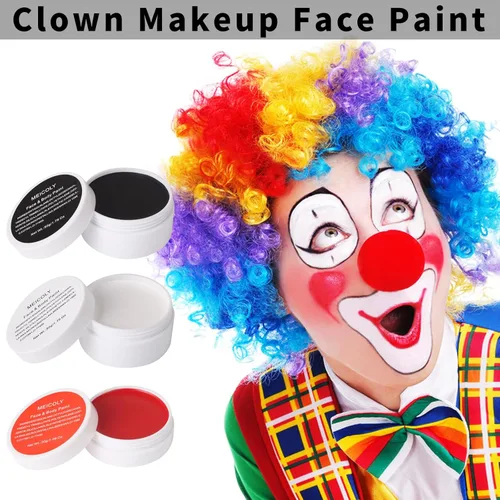 Miniatura 2 de MEICOLY Kit de maquillaje de payaso, pintura corporal blanca y negra para Halloween, Devil Joker Zombi, Vampire Skeleton SFX, pintura corporal