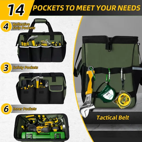 Miniatura 4 de NECKORY Bolsa de herramientas, organizador de caja de herramientas portátil con correa de hombro ajustable, bolsa de transporte de herramientas