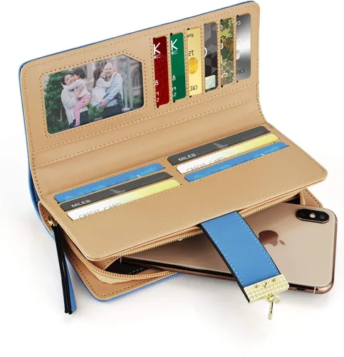 Miniatura 2 de PGXT Women's Long Leather Card Holder Purse Zipper Buckle Elegant Clutch Wallet 1