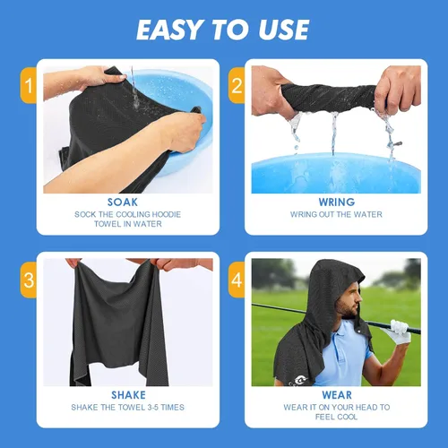 Miniatura 3 de CSITE Toallas refrescantes con capucha, toallas de enfriamiento instantáneo para cuello y cara, protección solar UPF 50, toalla de hielo para climas
