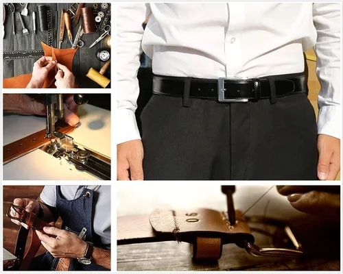 Miniatura 3 de Cinturón de cuero genuino de calidad superior para hombre - Diseño clásico casual y para el trabajo