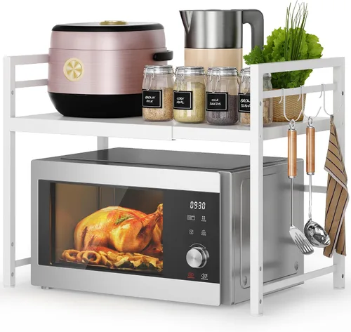 Miniatura 9 de DOLALIKE Estante para Horno de Microondas, Soporte de Microondas Expandible para Encimera, Almacenamiento de Utensilios de Cocina y Vajilla, Estante