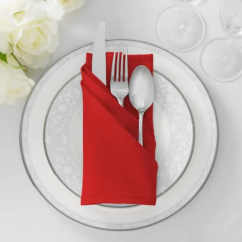 Miniatura 4 de Lann's Linens. 12 servilletas de 17 pulgadas. Servilletas de gamuza con bordes ribeteados, varios colores disponibles. Rojo