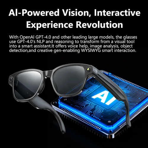 Miniatura 4 de Lentes inteligentes AI con cámara, grabación de video HD 1080P, grabación de video y fotos manos libres, traducción en tiempo real, audio Bluetooth