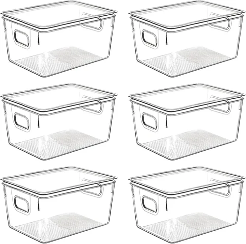 Miniatura 8 de Contenedores de almacenamiento de plástico transparente con tapas, perfectos para organización de cocina o organización y almacenamiento