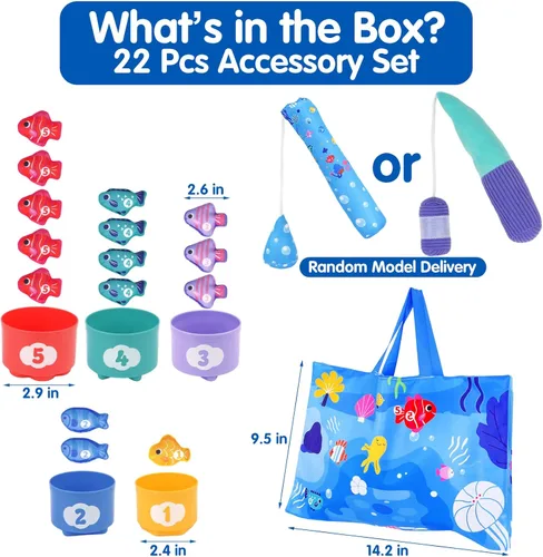 Miniatura 7 de Arovan Juguetes Montessori para niños de 1 año, juego de pesca de tela con tazas apilables, juguetes para niños de un año, regalo de primer