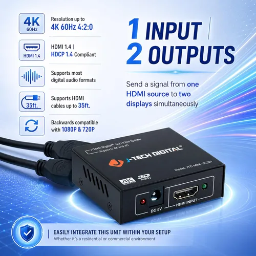 Miniatura 2 de J-Tech Digital, divisor de potencia, versión 1.3 certificado con Deep Color y HD Audio