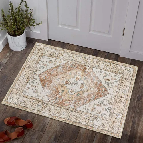 Miniatura 35 de Lahome - Tapete con diseño bohemio, pequeño, antideslizante, lavable, ultradelgado, con estampado oriental desgastado, para entrada, cocina