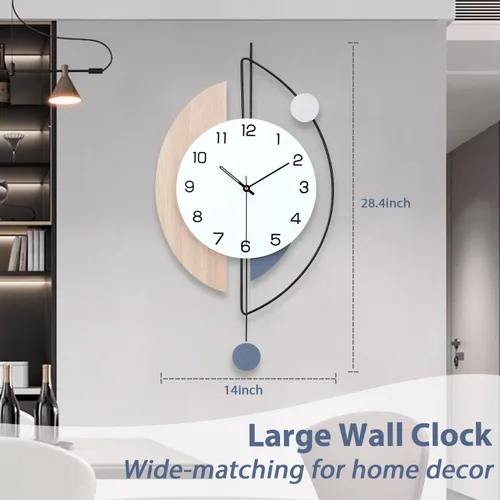 Miniatura 5 de Dankeit Reloj de Pared, Relojes de Pared Decorativos Grandes con Péndulo, Funciona con Pilas, Reloj de Pared de Cuarzo de Calidad Silenciosa