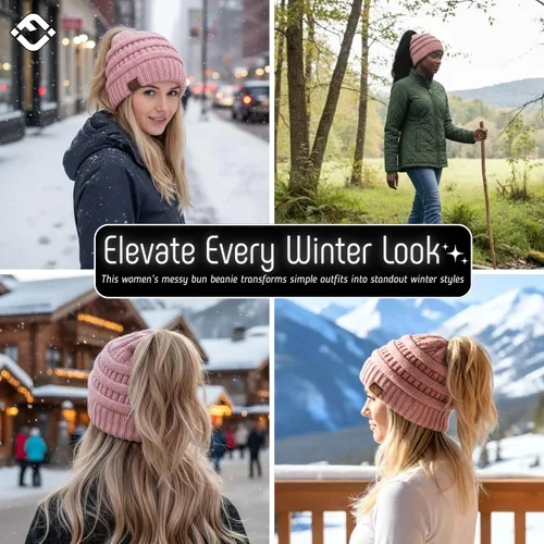 Miniatura 142 de Funky Junque - Gorro para mujer con ranura para cola de caballo