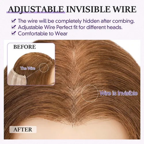 Miniatura 6 de Extensiones de cabello en aureola de cabello humano real, Extensión de cabello Halo 100% cabello humano, Extensiones de cabello con alambre, Lacio
