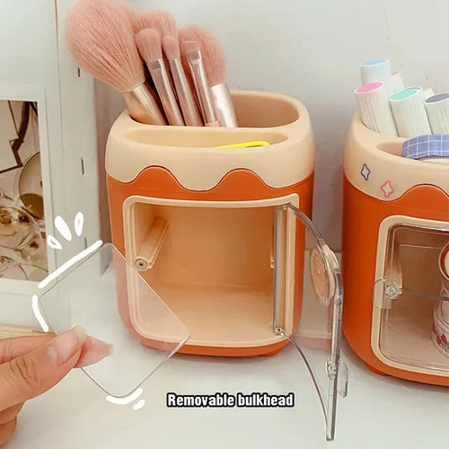 Miniatura 6 de MLAFE Kawaii Portalápices de Cerdo Lindo Cubo de Almacenamiento de Cosméticos Kawaii Cubo de Almacenamiento Multifuncional Cubo de Papelería de Azul