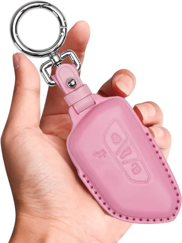Miniatura 8 de Tukellen Funda de cuero para llavero de Volkswagen compatible con VW MK8 Golf/GTI Skoda Octavia Protector remoto chaqueta entrada sin llave (negro)