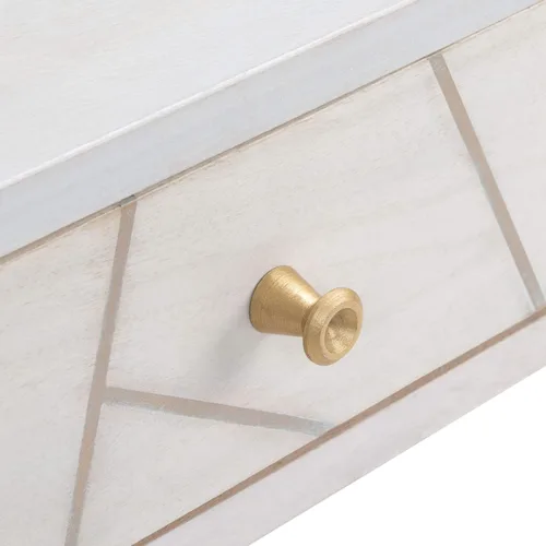 Miniatura 5 de Safavieh Home Collection Mesa de centro con patas de horquilla de latón y lavado blanco de mediados de siglo de caléndula Blanco lavado y latón