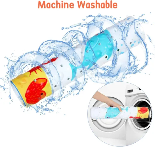 Miniatura 5 de Secopad Tapete de baño antideslizante para bañera, lavable a máquina, antideslizante, con dibujos animados, con agujeros de drenaje y ventosas