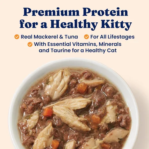 Miniatura 2 de Solid Gold comida húmeda para gatos desmenuzada con salsa - Alimento enlatado para gatos hecho con atún real y caballa - Sin granos de los Cinco