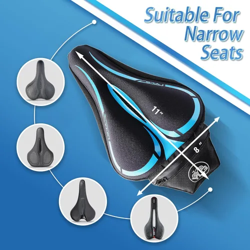 Miniatura 2 de YLG Funda de asiento de bicicleta, espuma viscoelástica y gel para asiento de bicicleta para hombres y mujeres, cómoda funda de asiento de bicicleta