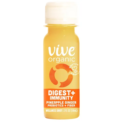 Miniatura 6 de Vive Organic - Shot de refuerzo doble digest + immunity, aloe vera prensado en frío, sidra de manzana, probióticos, 0.07 onzas de fibra, sin gluten