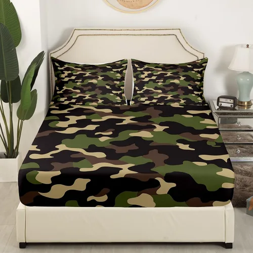 Miniatura 3 de Erosebridal Juego de ropa de cama de camuflaje para niños, sábanas de camuflaje militar, tamaño individual para adolescentes, jóvenes, adultos