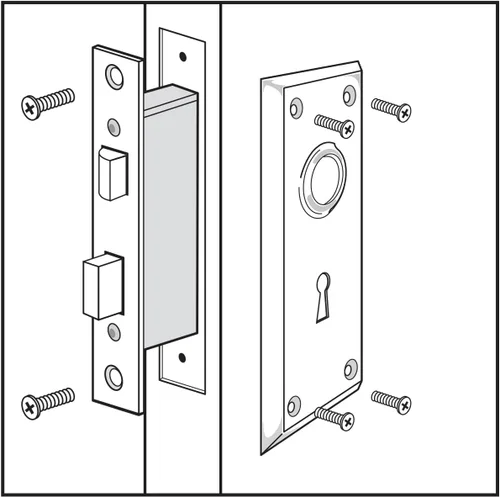 Miniatura 3 de Prime-Line E 2294 estilo clásico – cerradura empotrable ensamble, 5–1/2 pulgadas Placa frontal, acero cubierto en latón