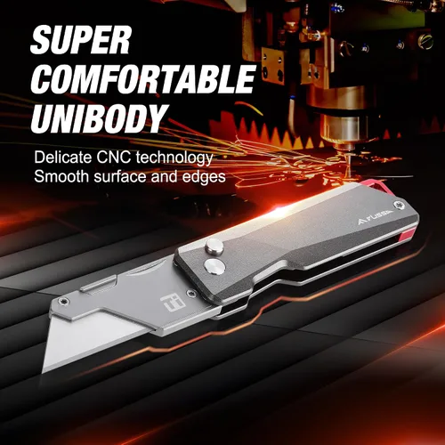 Miniatura 2 de FLISSA Cuchillo Utilitario Avanzado de Titanio, CNC de Cuerpo Único, Cortador de Caja Plegable de Metal Ligero, Cuchillo de Afeitar de Cambio Rápido