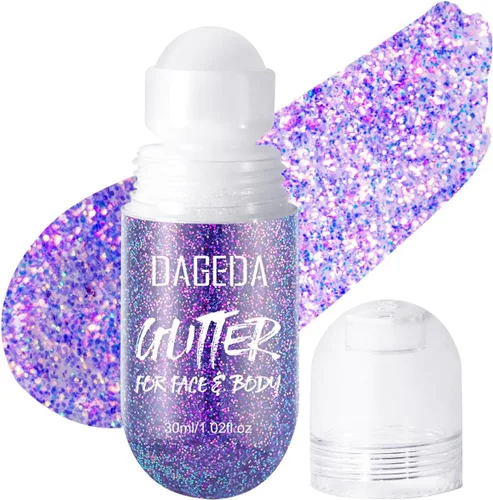 Miniatura 18 de DAGEDA Gel de purpurina corporal, purpurina facial enrollable para maquillaje de sirena, accesorios para festivales, rave, gel holográfico