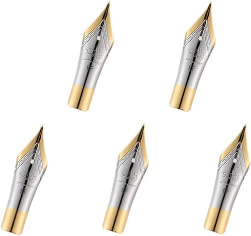 5 puntas de repuesto extra finas # 5 para pluma estilográfica Jinhao 250, 500 y Dragon Phoenix Jinhao # 5 Borde dorado