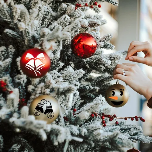 Miniatura 6 de 80 Piezas Plantillas de Navidad de 4 x 4 Pulgadas para Pintar sobre Madera, Plantillas Reutilizables de Feliz Navidad con Adornos y Copos de Nieve