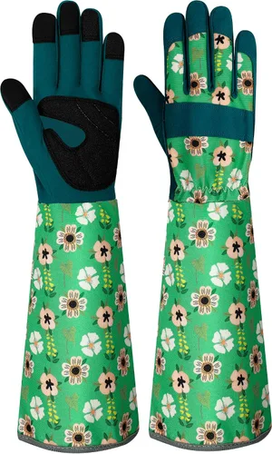 Miniatura 26 de Guantes largos de jardinería para mujer, guantes de cuero a prueba de espinas, guantes de trabajo transpirables para mujeres, patio, exteriores