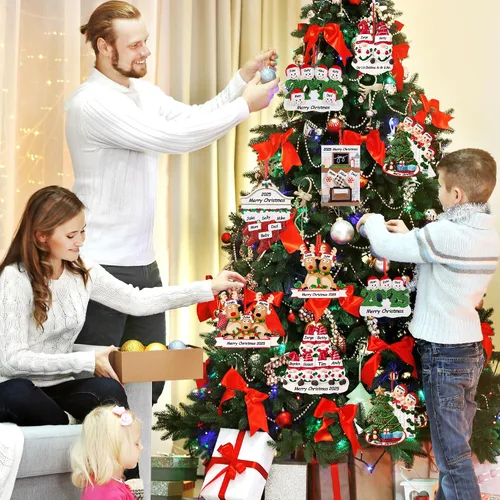 Miniatura 7 de Adornos de Navidad personalizados 2025, familia de 2, 3, 4, 5, 6, gnomo, adorno de Navidad personalizado con nombres, adornos familiares Gnomos