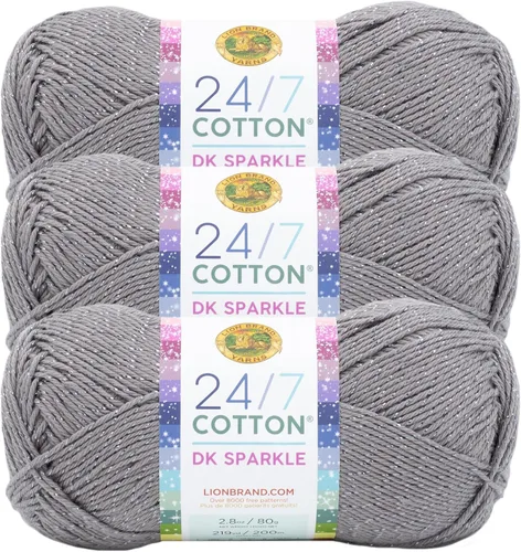 Miniatura 33 de Lion Brand Yarn Estampados DK de algodón 24/7, hilo para tejer, ganchillo y manualidades, azul, paquete de 1 Cotton Yarn for Knitting, Crochet