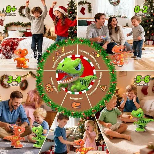 Miniatura 2 de P&C Juguetes de dinosaurio con control remoto para niños Robot recargable Velociraptor con pulverización, efectos de sonido, baile, Dino RC
