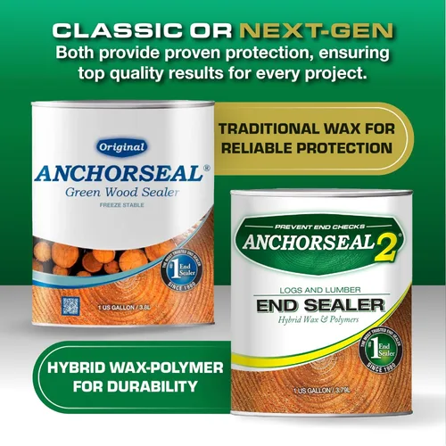 Miniatura 5 de ANCHORSEAL Sellador clásico para troncos y madera, emulsión de cera a base de agua, evita hasta el 90% de las comprobaciones finales en extremos