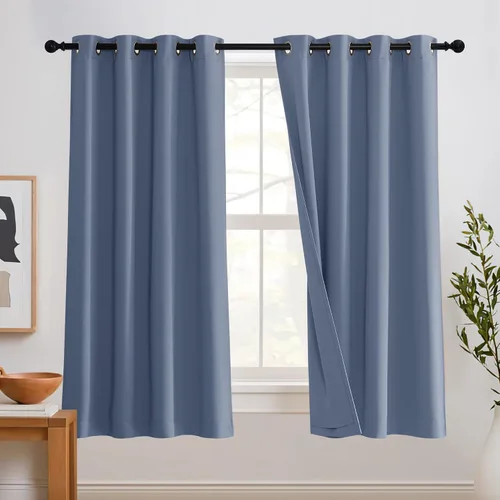 Miniatura 72 de RYB HOME 3 en 1 insonorizadas - oscurecedoras - cortinas de lino con aislamiento, cortinas de ahorro de energía con bloqueo de ruido para Lino blanco