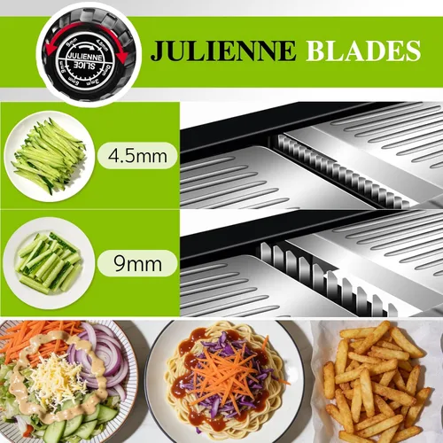 Miniatura 4 de MASTERTOP Rebanadora Mandolina de Acero Inoxidable Ajustable para Cocina. Rebanador de Vegetales, Cebolla, Papa, Fruta, Patatas Fritas, Cortador