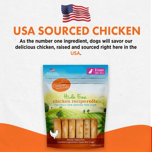 Miniatura 8 de Canine Naturals Receta de pollo masticable, golosinas para perros sin cuero crudo, hechas de pollo criado en Estados Unidos, totalmente natural