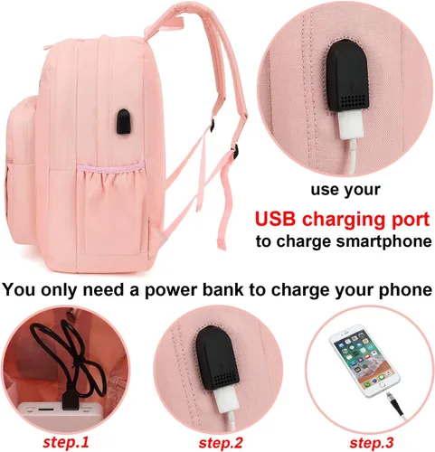 Miniatura 4 de YGR Mochila de viaje para laptop, mochila antirrobo, casual, mochila delgada para computadora portátil, resistente al agua, bolsa de computadora Rosa