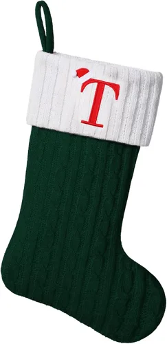 Miniatura 43 de Medias de Navidad personalizadas de 19 pulgadas con iniciales bordadas, medias de Navidad de punto negro para decoraciones de vacaciones familiares