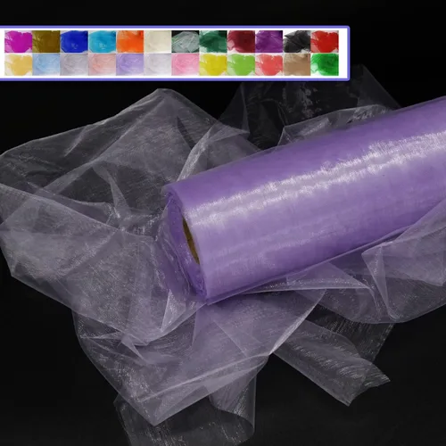 Miniatura 12 de Rollos de tela de tul de organza, organza cristal de 12" por 50 yardas (150 pies), carrete de malla de nailon transparente sedoso y brillante
